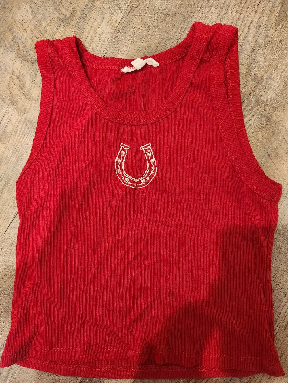 Red Kids Tank Top with Horseshoe Graphic